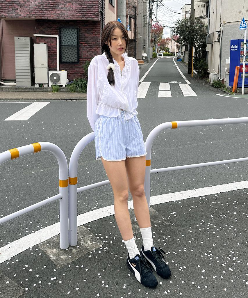 MARGARIN FINGERS Round Lace Shorts (Sky Blue)