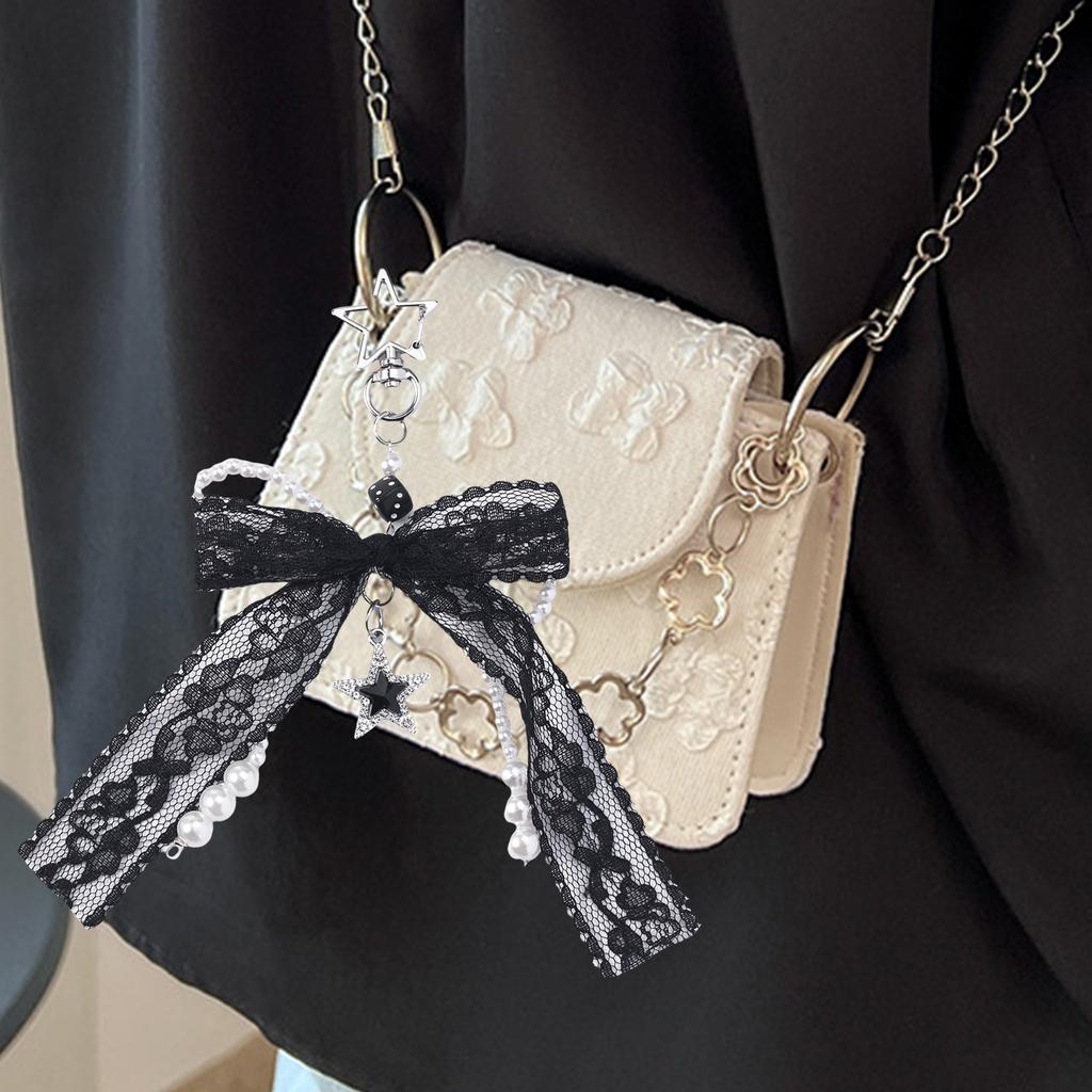 Жемчужные бантики Подвеска-шарм для сумки Эстетичные брелоки для кошелька Брелок для женщин Рюкзак Кошелек Сумка Декор
