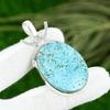 Natural Tibetan Turquoise Gemstone Jewelry 925 Sterling Silver Pendant For Girls