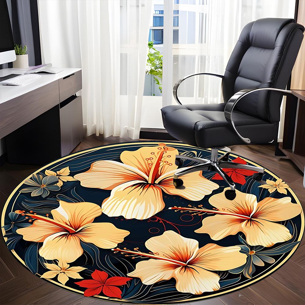 1PC Tropical Floral Print Chair Carpet for Office Non-Slip, Lightweight, Machine Washable Rug for Office, Sleeping, Room - Holiday Decoryy251009030