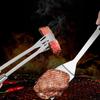 BBQ Baking Folder Ergonomic Handle Heat-resistant Stainless Steel Outside Kitchen BBQ Spatula Tools Outdoor Supply