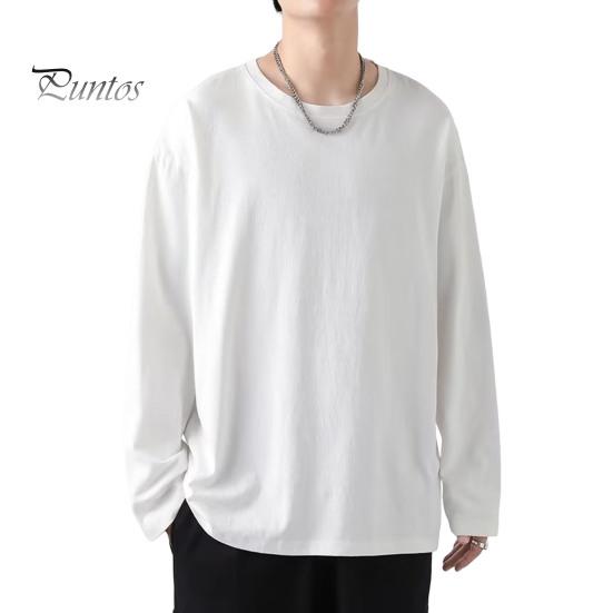 Мужская футболка с круглым вырезом и длинным рукавом, однотонный пуловер, свободный крой, мягкая дышащая футболка для дома, спортзала, уличной одежды