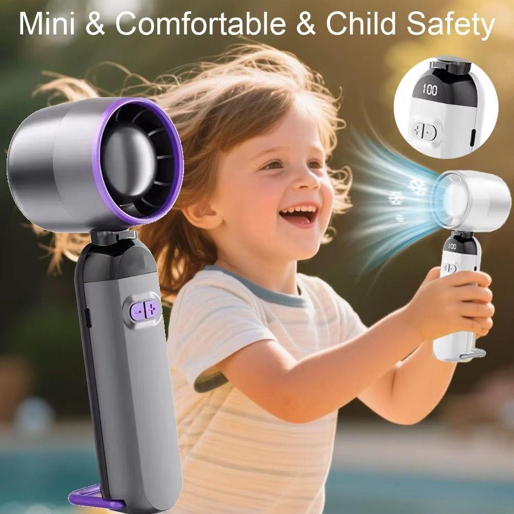 LED Digital Display Small USB Charging Fan Rechargeable Turbo Fan Mini Hand Fan Women Makeup Tools