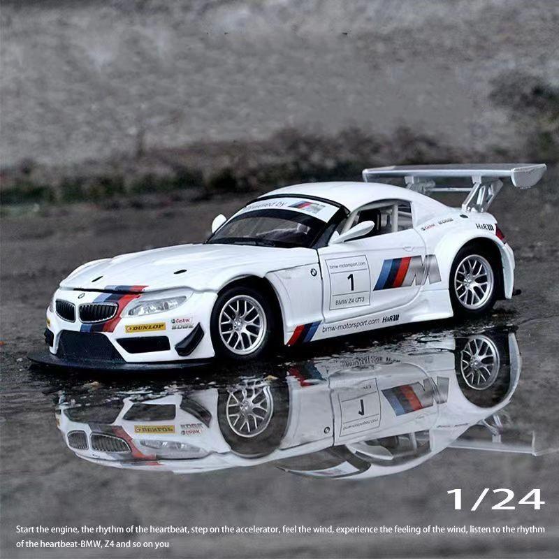Масштаб 1/24 Z4 GT3, литая под давлением модель автомобиля, игрушечный автомобиль с откатным механизмом, звуком и светом для детей, коллекция подарков для мальчиков и девочек