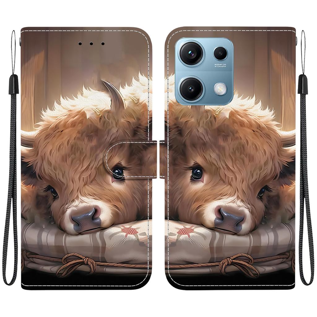 Чехол-книжка из искусственной кожи ручной работы для Xiaomi Redmi Note 14S, противоскользящая противоударная обложка с ремешком на запястье и дизайном в виде кошки с сердечком/розой