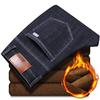 Plus Size Winter Men 'S Warm Jeans Classic Style Business Fleece Thick Stretch Denim Trousers Male Brand Black Blue 