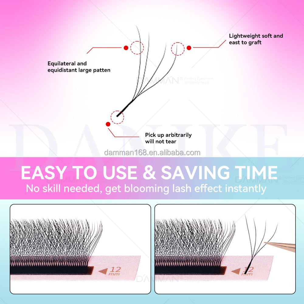 Free Shipping 4D W Shape Eyelash Extension Supplies Natural Soft Volume 0.07mm C/D Curl 8-15mm Mix Premade Fans False Lashes