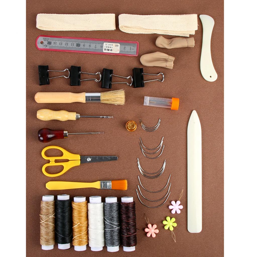 Leather Sewing Set Leather Tool Set Leather Sewing Tool with Leather Sewing Needle and Storage Bag for Leather Sewing