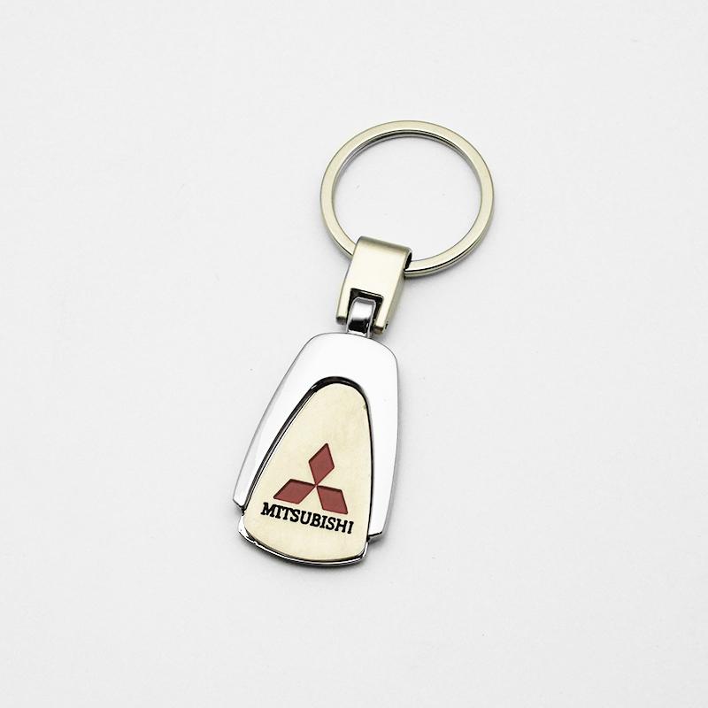 1Pc 3D Metal/Leather Car Logo Keychain For Mitsubishi Lancer Outlander Pajero ASX EX L200 Colt Auto Key Chain Key Ring Accessory