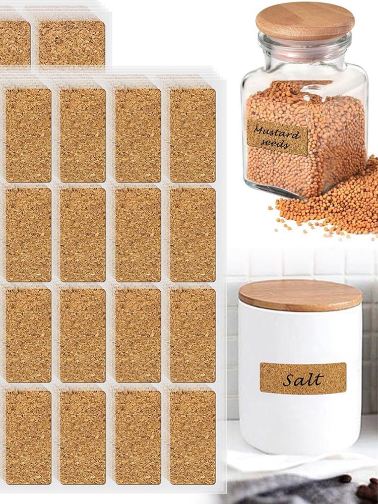 Пробковая наклейка самоклеящаяся наклейка для запечатывания пакетов с печеньем классификационная этикетка бирки для контейнеров для специй наклейка для дома кухни