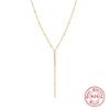 Y-Shaped Small Gold Bead Necklace S925 Sterling Silver Summer Simple Mini Collarbone Necklace Round Bead Spacer Chain