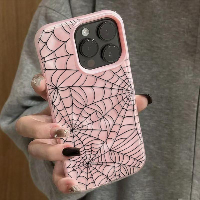 Черный силиконовый чехол-паутина для iPhone 13 16 15 14 12 Pro Чехол для iPhone 15 16 Plus 13 11 12 14 15 16 17 Air Pro Max Чехлы