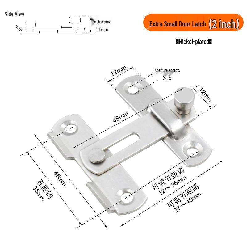 Нержавеющая сталь 90° Задвижка-шпингалет для раздвижных дверей для ванной комнаты и окон
