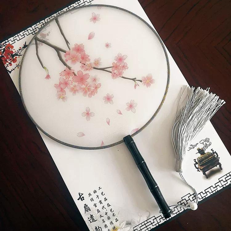 New Semi-Transparent Ancient-Style Round Fan, Double-Sided Palace Fan, Bridal Round Fan, Dance Fan, Chinese Style Classical Hanfu Small Fan
