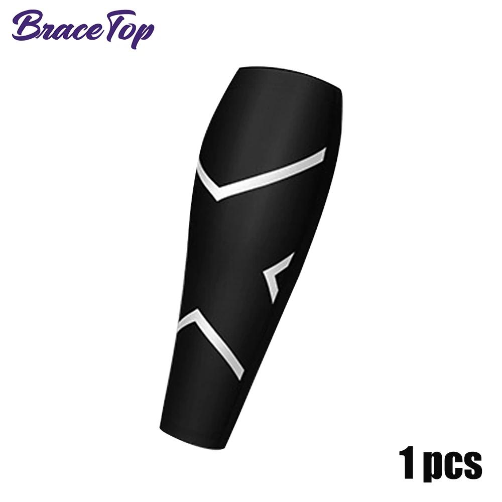 Bracetop 1 Pc Sports Calf Compression Sleeve Shin Splint Support Guard Leg Protection Sock For Basketball Running Cycling Travel