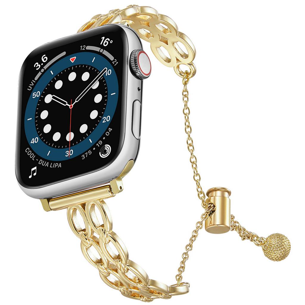 For Apple Watch Series 10 42mm/9 8 7 41mm/SE (2023) SE (2022) SE 6 5 4 40mm/3 2 1 38mm Copper Band Oval Rings Design Watch Strap