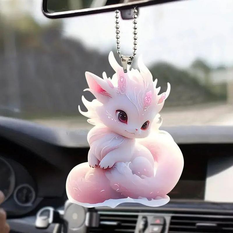 Автомобильный орнамент Lucky Dragon, подвеска-талисман в виде дракона, симпатичный акриловый плоский автомобиль, мультяшный дракон, зеркало заднего вида для настенного окна