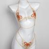 Red Butterfly Rhinestone Body Chain Bikini Bra for Nightclub and Beach