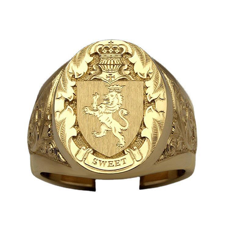 Кольцо-значок Sanjie Royal Lion Shield - позолоченная корона 18 карат для мужчин