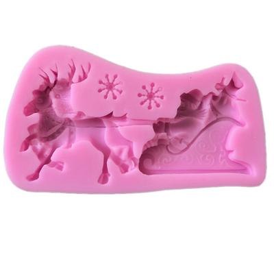 Форма для торта в виде оленя на санях Санта-Клауса, силиконовая форма для украшения, рождественское шоколадное печенье