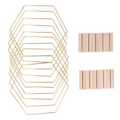 10 комплектов настольных цветочных колец, шестиугольных металлических, для самостоятельного изготовления венков, с деревянной основой для свадебной жизни