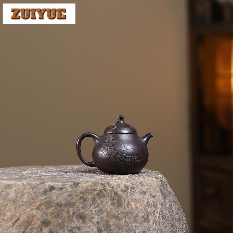 150ml Yixing Purple Clay Teapots Artists Handmade Aubergine Pot Raw Ore Black Gold Mud Tea Maker Kettle Zisha Tea Set Tea Items