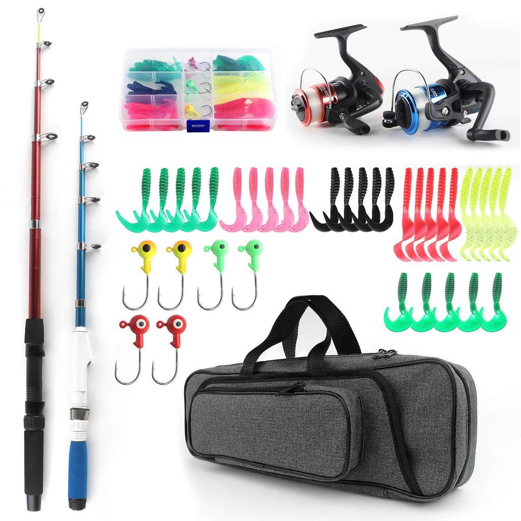 Fishing 2 Fishing Rod Sea Fishing Compact Spinning Carbon Lure Set Storage Bag Set, Beginner, Set, Fishing, Set, Rod, Beginner's Set, Reel, Rod,