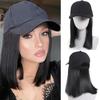Chic Black Baseball Cap Wig for Women Heat Resistant Synthetic Straight Hair Perfect for Halloween Christmas Parties