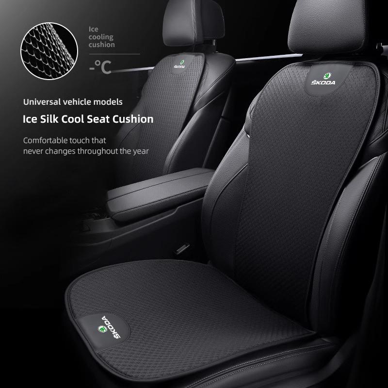 BATZ9 Car Seat Cushion Ice Silk Breathable Protector Cover Pad For Skoda Octavia Superb Rapid Kodiaq Karoq Fabia Kamiq Enyaq RS Scala