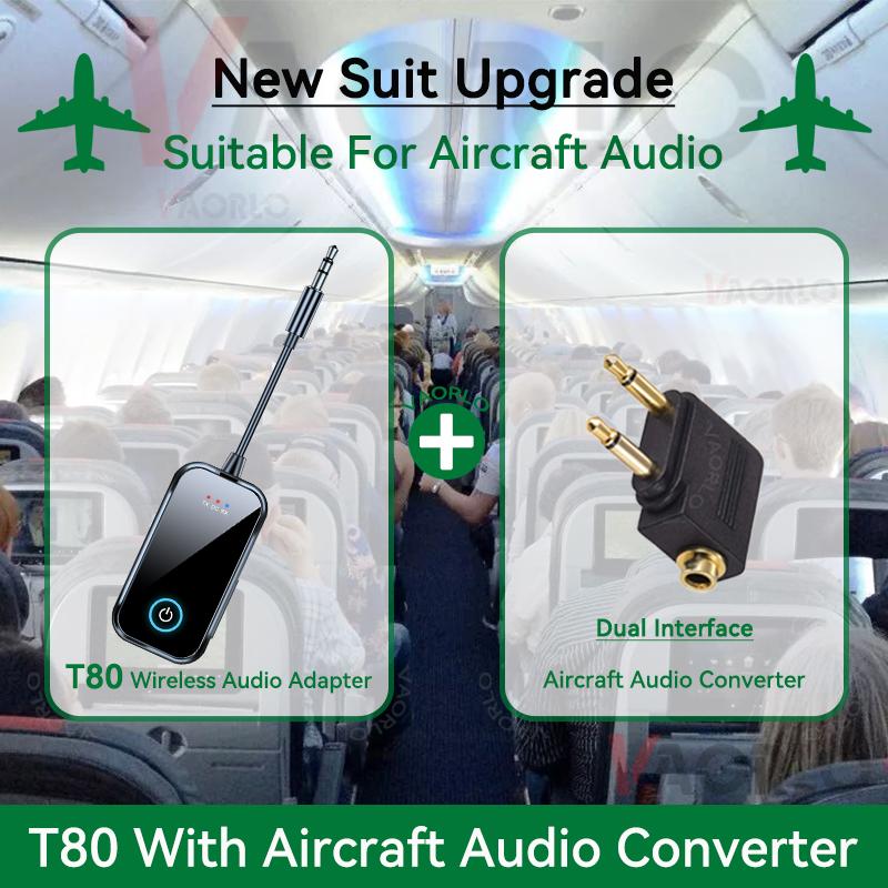 Bluetooth 5.4 AUX аудио передатчик приемник 2 в 1 беспроводной адаптер 3,5 мм с микрофоном HiFi стерео музыка для автомобиля ТВ ПК самолет динамик наушники