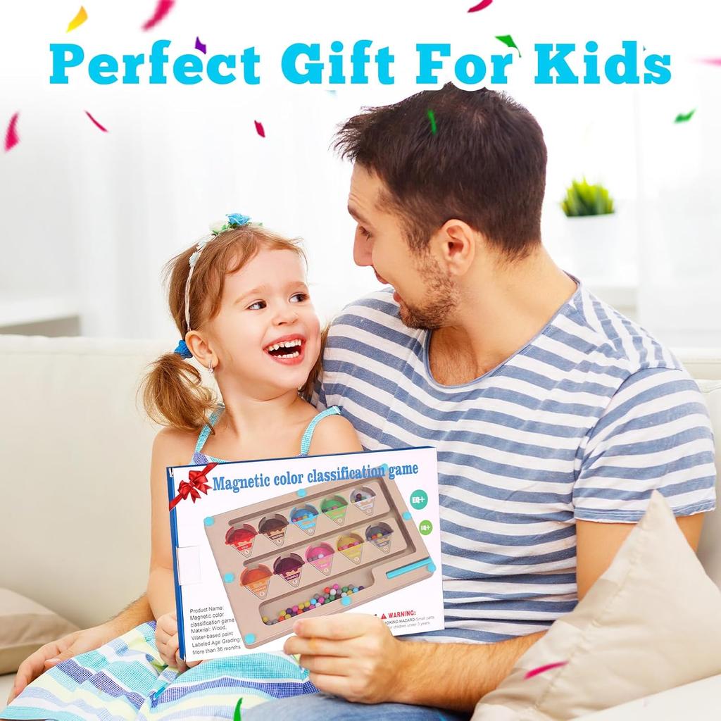 Montessori Toy from 3 Years, Magnetic Game Labyrinth Toy Busy Board, Wooden Toy Numbers and Colours Learning Toy Motor Skills Toy from 3-6 Years
