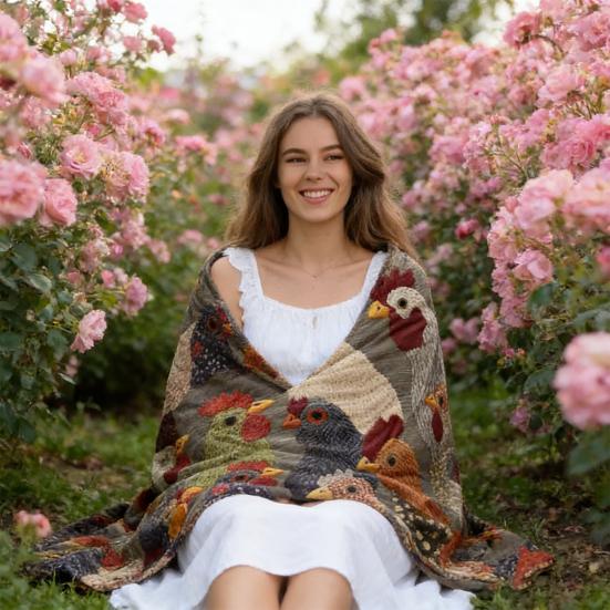 Забавный узор с куриной головой, плюшевый плед, плед с принтом куриной головы в стиле фермерского дома, винтажный мягкий уютный красочный флисовый плед с петухом для дивана