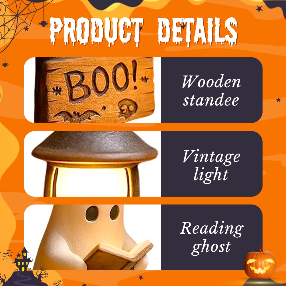 New 3D resin Halloween warm light with reading ghost night light brown 1 pieces