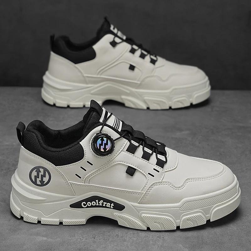 New Men's Shoes Low-top Rotating Buckle Sports Casual Trendy Outdoor Waterproof Work Shoes EVA Sole Rubber Zapatillas Hombre