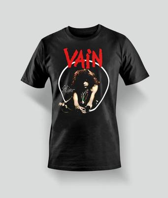 Ретро Vain band signature Черная хлопковая футболка Все размеры от S до 5XL 86A Унисекс футболка