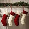 Large Knitted Christmas Stockings 18" Xmas Gift Stocking Hanging Decorations Festive Decor Candy Toys Bag Hanging Stocking for Mantel Window
