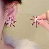 Серебряная игла Новогодние красные цирконы фейерверк жемчужные серьги-гвоздики ретро темперамент универсальные серьги легкая роскошь высококлассные серьги женские