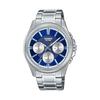 Casio MTP1375D-2A1V Мужские Часы из Нержавеющей Стали с Рифленым Безелем Многофункциональные Синий Циферблат Синий, Синий
