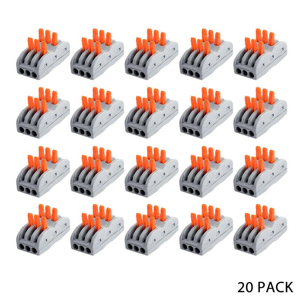 20pcs Terminal Block Lever Home Wire Connector Cable Clamp Nuts Reusable