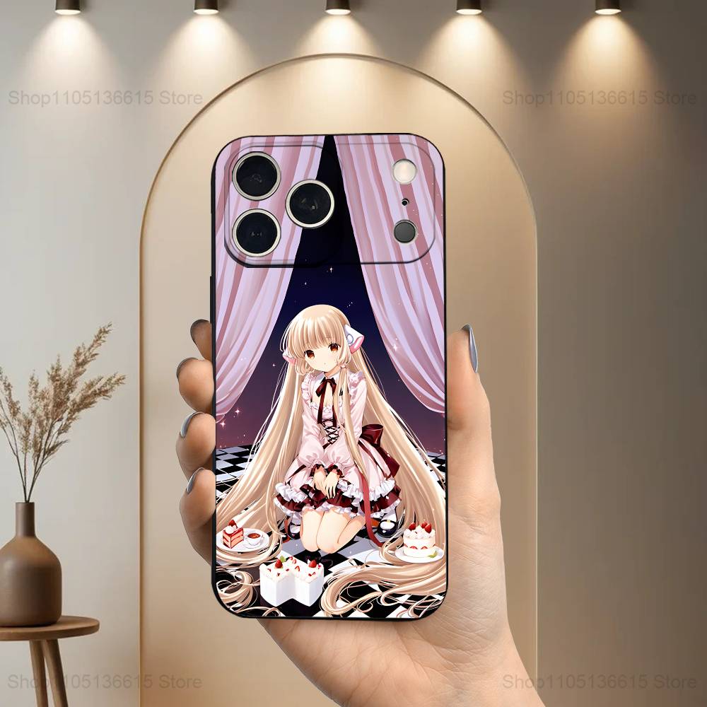 Милый чехол с комиксами C-Chobits для iPhone 17,16,15,14,13,12,11 Air,Plus,Pro Max,XS,X,XR,SE,Mini,8,7, Мягкий силиконовый черный чехол