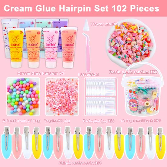 1 комплект, заколка для волос, материал «сделай сам», крем с имитацией мультфильма, быстросохнущий клей, шлейф, креативные блестки