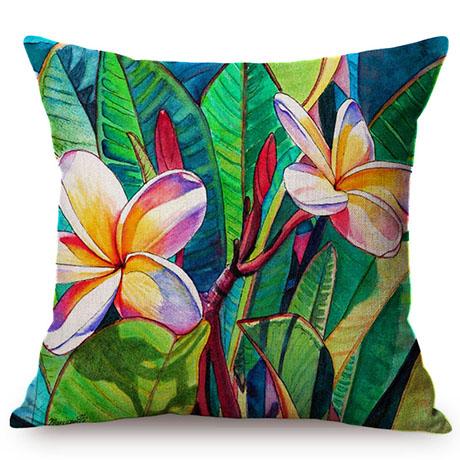 Colorful Charming Flowers Oil Painting Art Lotus Plumeria Peony Flower For Home Decor Sofa Cushion Cover Linen Throw Pillow Case
