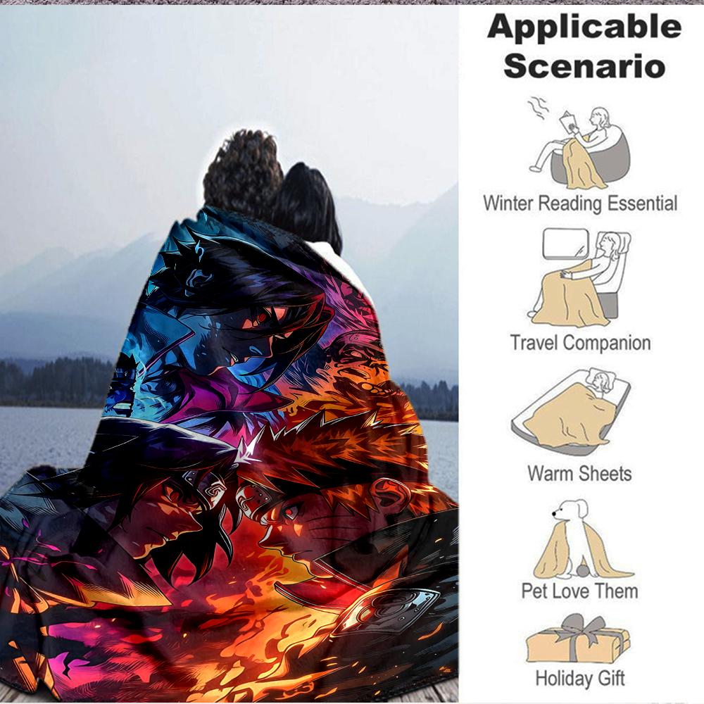 1Pc Powerful Anime Characters Flannel Blanket, Soft And Comfortable, Casual Warm, Camping Travel, Christmas, Halloween Xmas Gift S1146