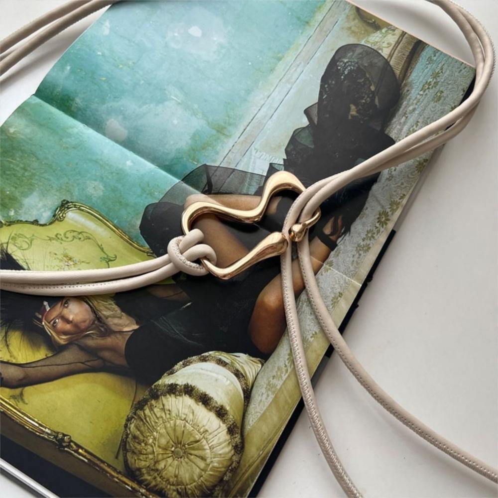 PU Leather Women Thin Belt Rope Knotted Waist Chain Casual String Waist Belt Ladies Black Straps