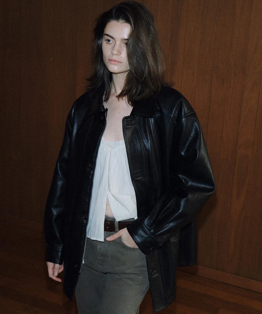 108POUND Quilted Liner Leather Jacket_Black