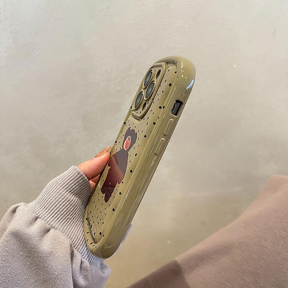 Противоударный чехол с милым медведем из мультфильма для Iphone 11 13 12 14 Pro Max, глянцевая задняя крышка для Iphone 14 Plus, милый мягкий чехол