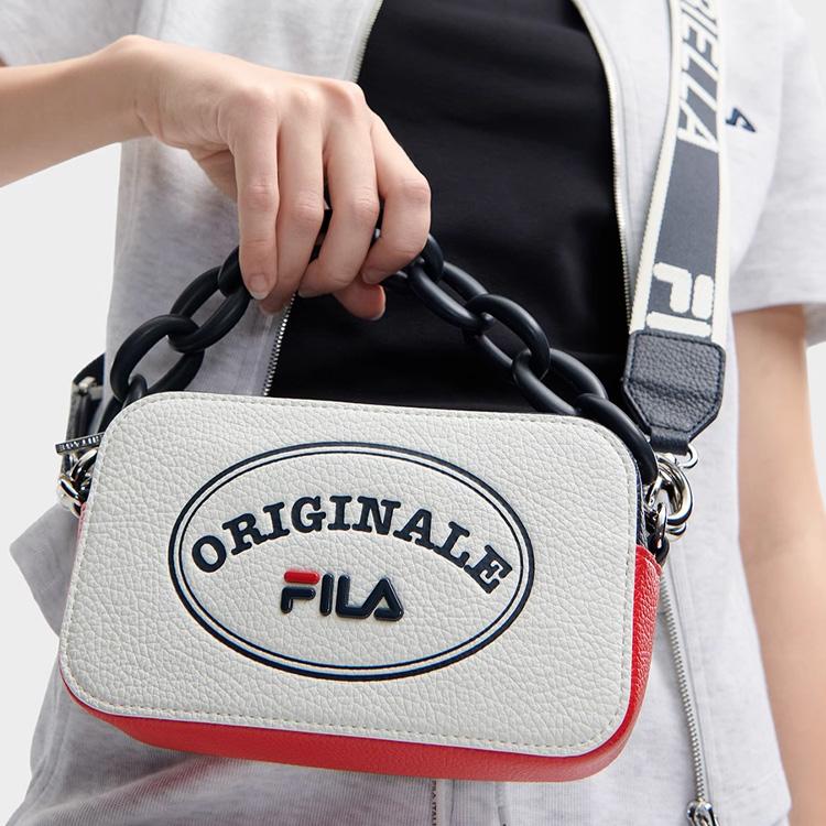 New FILA Polyurethane PU Synthetic Leather Box Bag, Shoulder Bag, Crossbody Bag Extra Small Women's F13W429164FWT