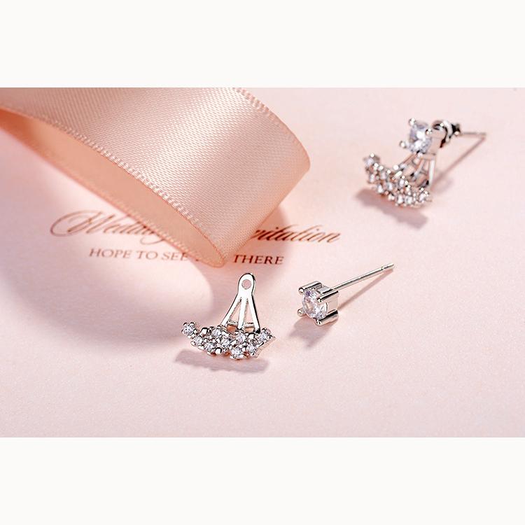 Back Hanging Zirconia 1 Pairs Shiny Zircon Stud Earrings for Women Vintage Wedding Jewelry Classy and Elegant Trendy Girl Gift