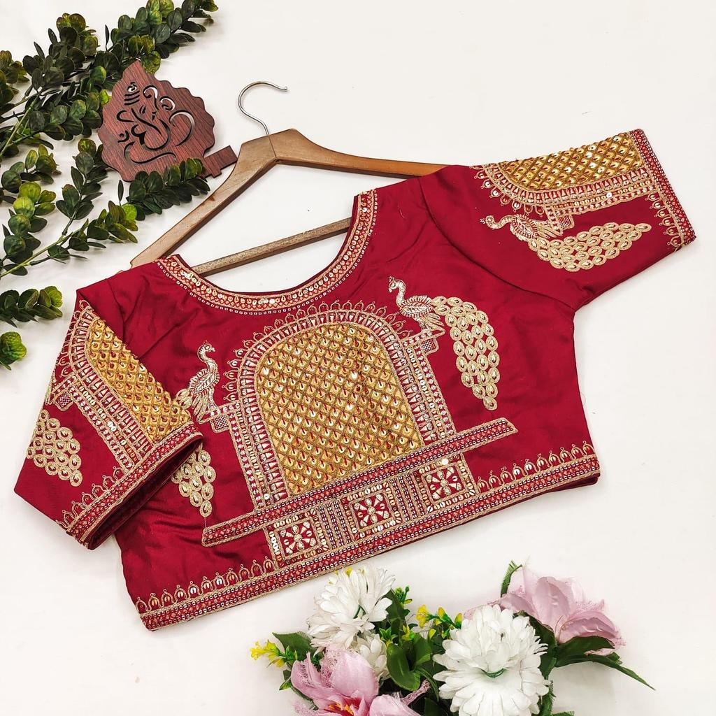 Тяжелая свадебная блузка для невесты| Блузка для ношения с сари (размер 46RU, размер блузки можно увеличить до 52RU)