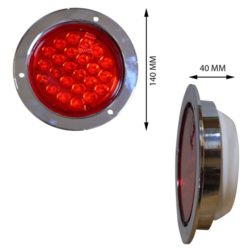 APSMOTIV Red/White/Amber 4" Round LED Trailer Tail Light White Bezels Turn Tail Brake Signal/Reverse Backup/Marker Lights Trucks Trailer RV 12V